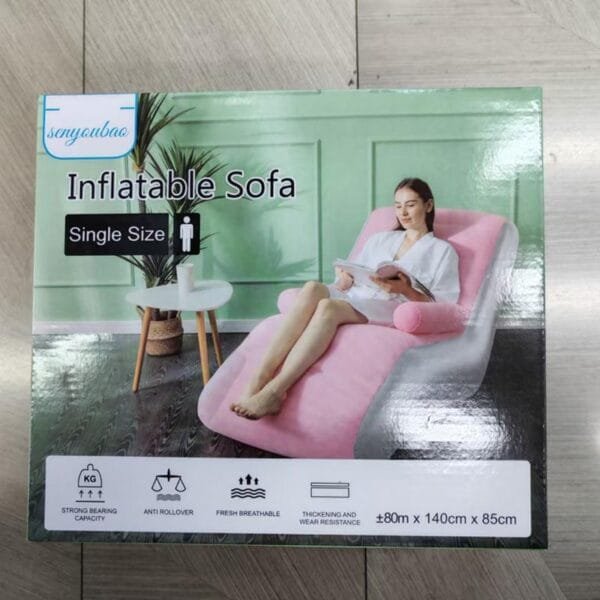 Thickened lazy inflatable sofa foldable recliner outdoor sofa with footrest combination lazy sofa Flocking sofa