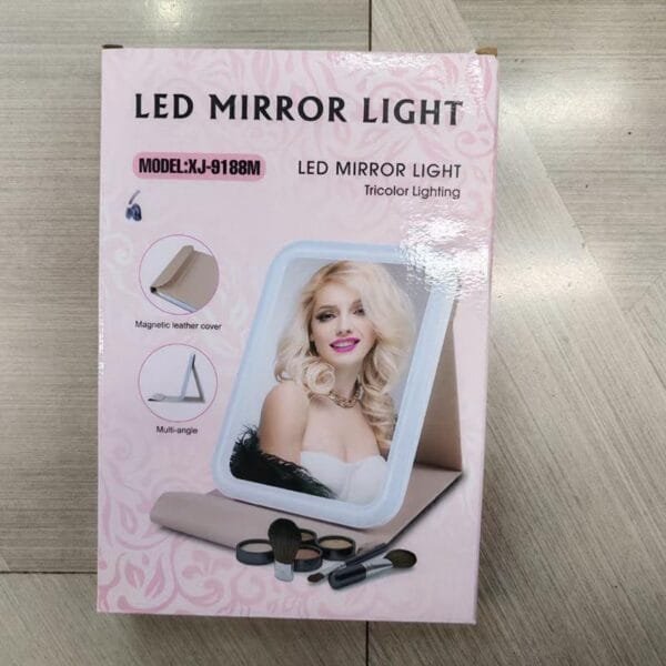 LED makeup mirror with light fill-in dormitory desktop desktop makeup mirror female folding internet celebrity portable Bring a small mirror