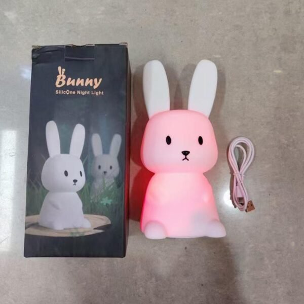 Pat Rabbit Silicone USB Night Light Rechargeable Timing Night Light Children's Rabbit LED Bedside Sleeping Light Colorful Color Changing