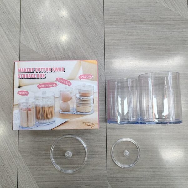 Acrylic cosmetic cotton swab box 1/2/3 layers stackable transparent rectangular cosmetic cotton jewelry box with lid