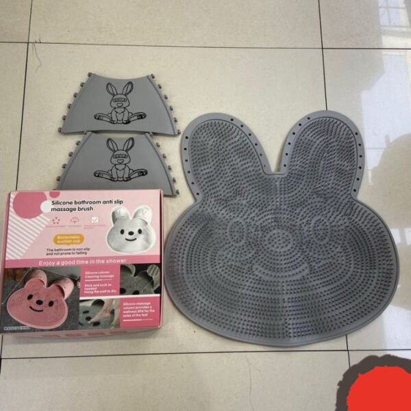 Silicone Rabbit Foot Rubbing Bathroom Anti-slip Mat Back Rubbing Massage Mat Scrubbing Bath Foot Wash Dead Skin Shower Floor Mats