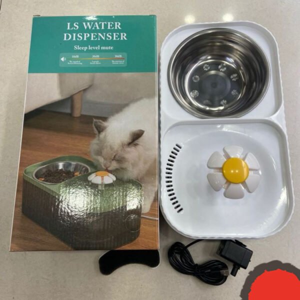 Cat automatic feeder water dispenser large capacity small flower water dispenser all-in-one flowing water dog drinking water pet supplies