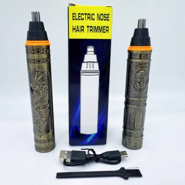 Antique Bronze Mini Dragon-Phoenix Patterned Nose Hair Trimmer USB-Charging Home Electric Portable Waterproof Nose Hair Trimmer