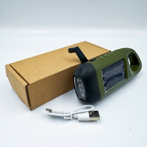 Outdoor Solar-Powered Hand-Crank Flashlight High-Intensity LED Portable Hand-Crank Emergency Flashlight Long Battery Life