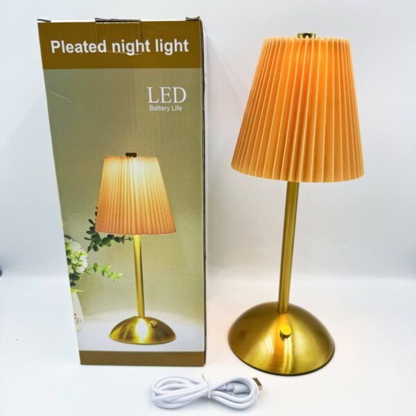 Modern Minimalist Pleated Fabric Metal Table Lamp Cross-Border Bedside Atmosphere Light Charging Touch Night Light Gift