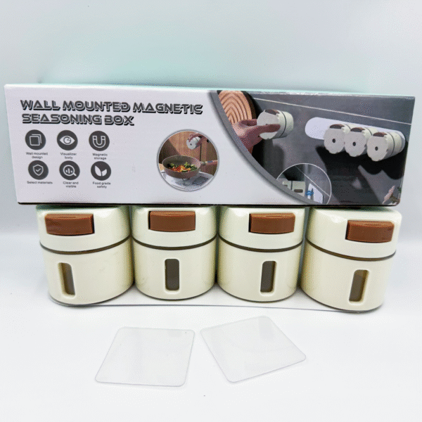 Measurable Salt Control Bottle Kitchen Magnetic Wall-Mounted Quantity Seasoning Jar Hole-Free Spice Container Combo Set
