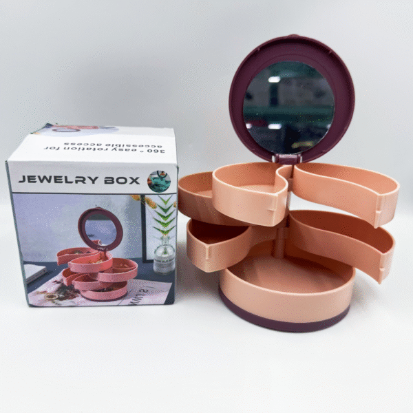 Rotating Multi-Tier Jewelry Box Earring Organizer Hand Jewelry & Stud Earring Holder Necklace Display Stand Dust-Proof Storage Box Compact & Elegant