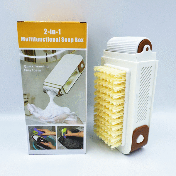 Multi-Function Soap Dispenser with High-Elastic Soap Holder Laundry Soap Dispenser for Hands-Free Washing Non-Slip Drainage Soap Storage Box for Home Use