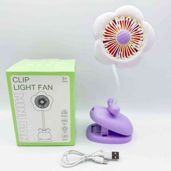 Cute Girly Heart & Lovely Flower Clip Mini Electric Tower Fan Soft USB Powered Desktop Student Gift for Household Use