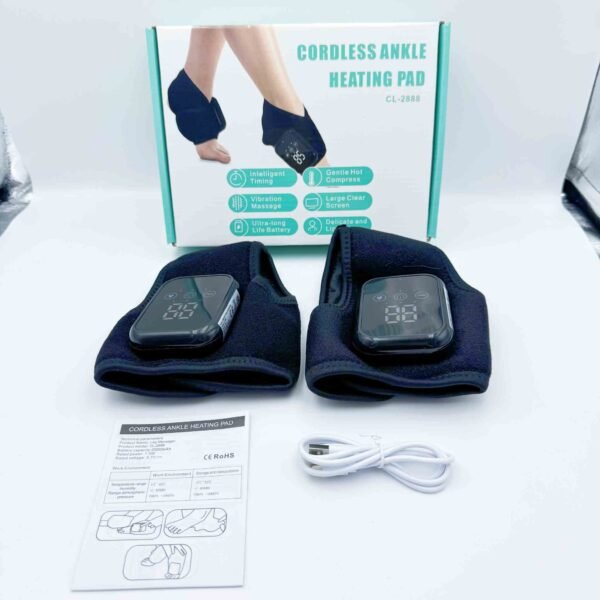 USB Rechargeable Portable Electric Ankle Massager Hot Compress Vibration Support Brace for Foot Training Cordless Ankle Joint