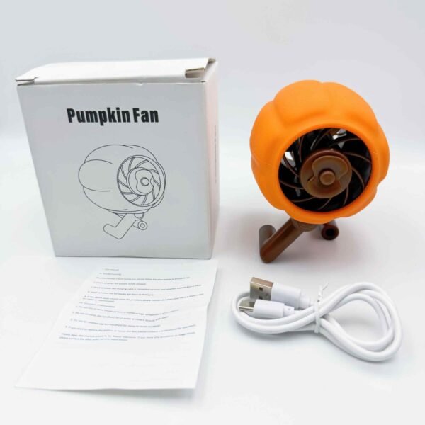 Office Convenient Pumpkin Fan Foldable Desktop Table Fan USB Charging Mini Handheld Fan