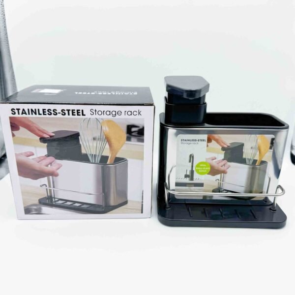 Durable Kitchen Bathroom Gadget Esay Clean Stainless Steel Sponge Holder Organizer Container Storage Rack Drain Pan Sink