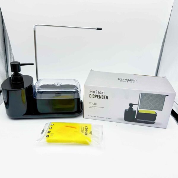New Arrival 2-in-1 Manual Press Kitchen Cleaning Tools Dish Soap Dispenser with Towel Rack for Household Use