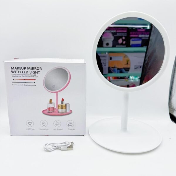 Hot Sale Round Shape Desktop LED Mirror Travel Vanity Lighted Makeup Mirror with Led Light and Touch