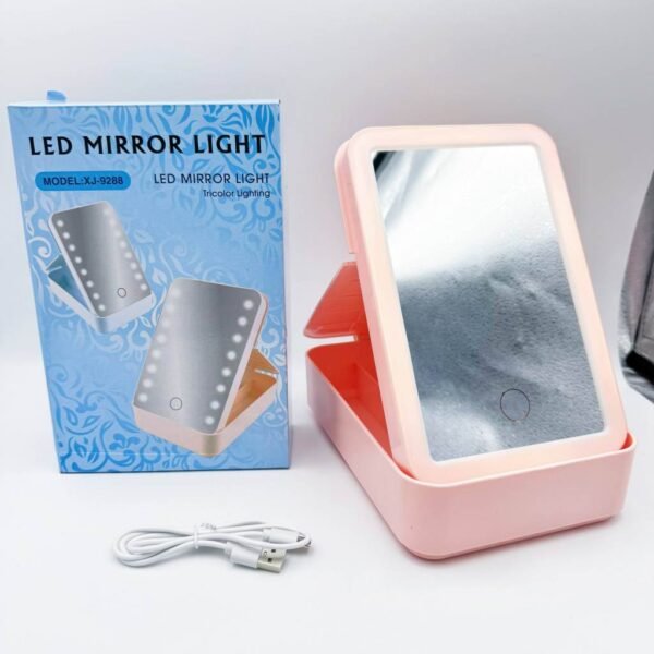 Portable Light LED Fill Mirror Fashionable Dressing Storage Box Integrated Snap Mirror for Makeup Storage Desktop Organization