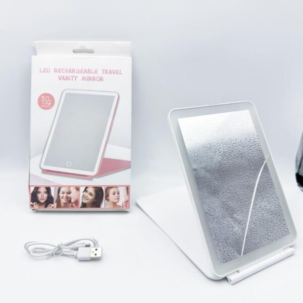 Compact Handheld Vanity Mirror Foldable Travel Makeup Mirror With Led Light