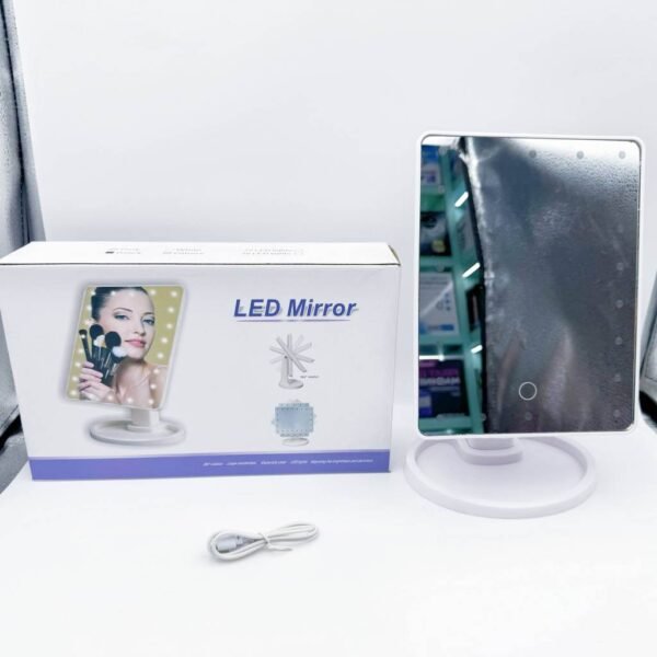 Personalized Makeup Mirror Lighted Vanity Makeup Mirror With 16 Led Lights 180 Degree Rotation Touch Screen Adjusted Brightness