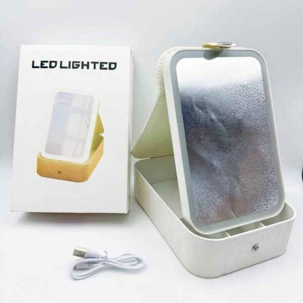 In Stock Travel Makeup Box with Light up Mirror Makeup with Adjustable Dividers Makeup Case with Lighted Mirror