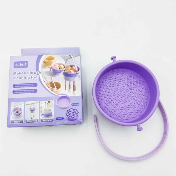 Silicone Makeup Brush Cleaner Mat 3 in 1 Bowl Silicon Cosmetic Brushes Cleaning Tool Set Organizer for Storage and Air Drying