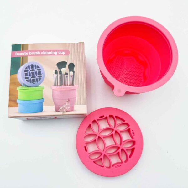 Portable Foldable Silicone Makeup Brush Holder with Cleaning Cup for Kitchen Use or Presents