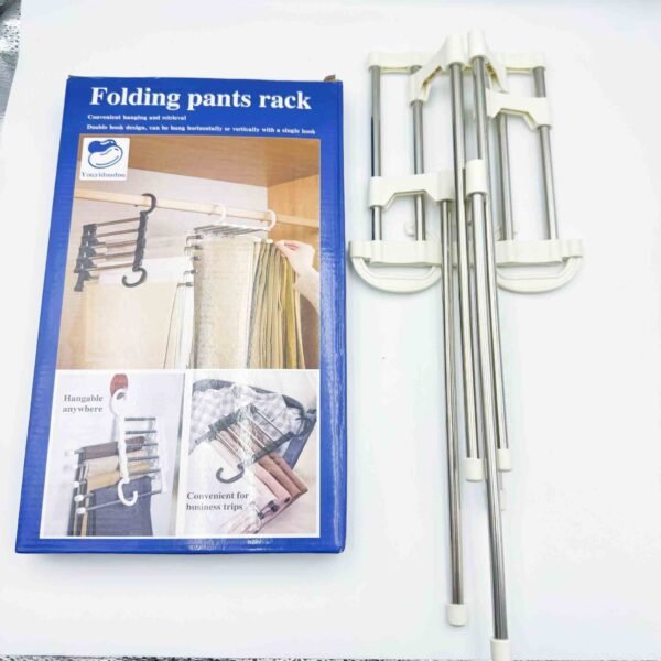 Multifunctional Storage Folding Space Saving Stainless Steel Metal Magic Clothes Pants Bottom Hanger Organizer