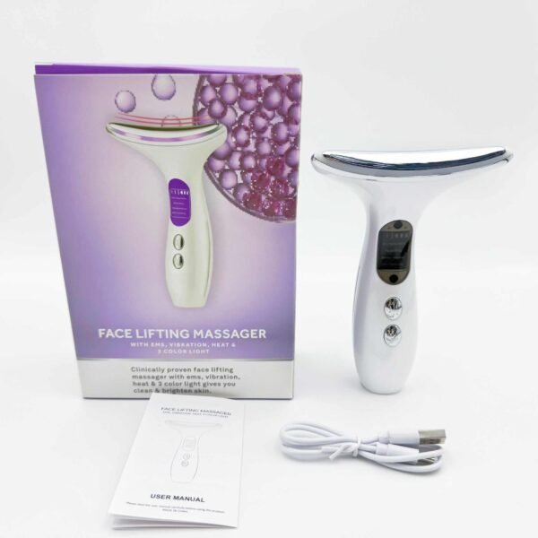 Home Face and Neck Vibration Neck Facial Care Lifting Massager Beauty Instrument Anti-Wrinkle 3 Colors LED Neck Lifting Instrument
