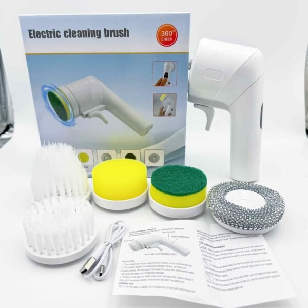 Kitchen Rotating Brush USB 5-in-1 Handheld Cleaner Bathroom Cleaning Brush Electric Cleaning Brush for Dishwashing Sink Tile Glass