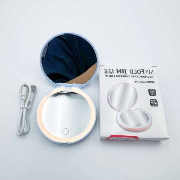 Travel Double Side Round Hand Led Pocket Mirror Private Label Led Light Compact Makeup Mirror
