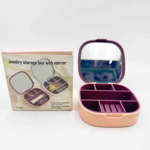 With Makeup Mirror 7 Compartment Jewelry Storage Box Lipstick Earrings Ring Dust-proof Storage Box Household Storage Tool AL484
