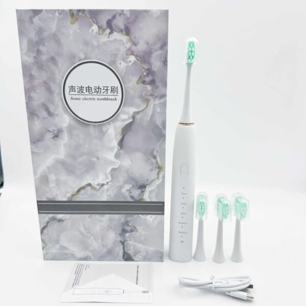 USB Rechargeable Ultrasonic Electric Toothbrush Adults Portable Travel Sonic Toothbrush 4 Brush Heads 6 Operating Modes Soft