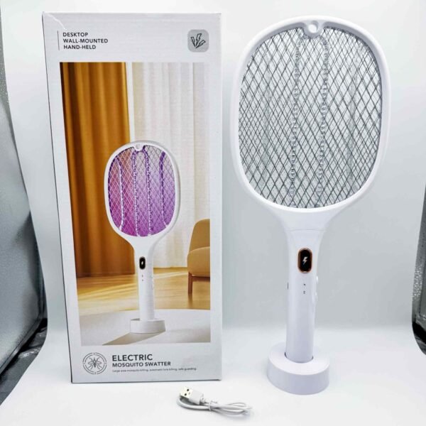 Qualitell 2-in-1 Rechargeable Mosquito Killer Swatter Smart Pest Control for Flies & Rats for Farm & Kitchen Use Digital Display