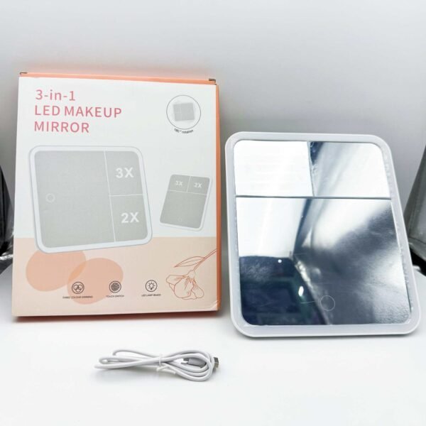Hot Selling Type-C Charging Magnifying Fold Makeup Mirror Desktop 3 Mode LED Mirror Makeup Mirror