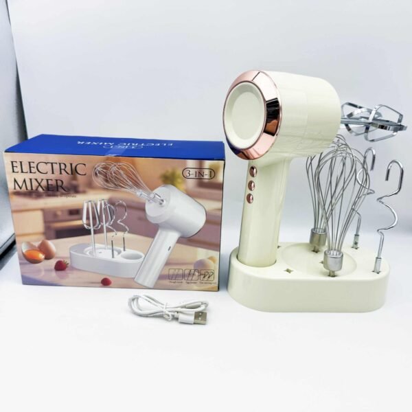 USB Rechargeable Electric Hand Blender Wireless Portable Hand Whisk Rechargeable 3-Speed and 2 Whisk for Baking Whisk Milk Cream