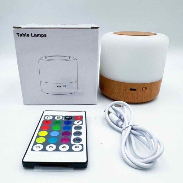2025 Hot Sale Touch Imitative Wood Pc Material Round Friendship Desk Table Lamp