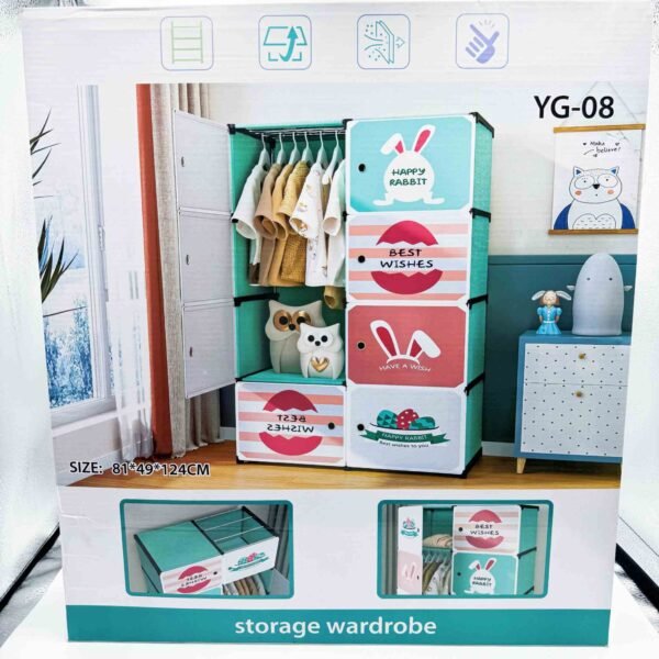 Cartoon Plastic Children's Wardrobe Foldable Baby Cabinet Storage Cloth blanket Wardrobe With Magnetic Suction Door