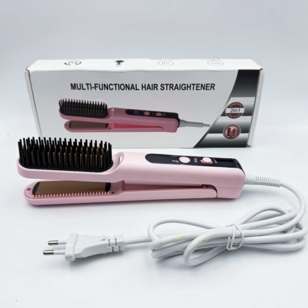 Phenitech 2 in 1 Hair Straightener & Curler 3 Heat Settings, Cordless Hair Curling Iron Brush, Mini Travel Hot Straightener Comb