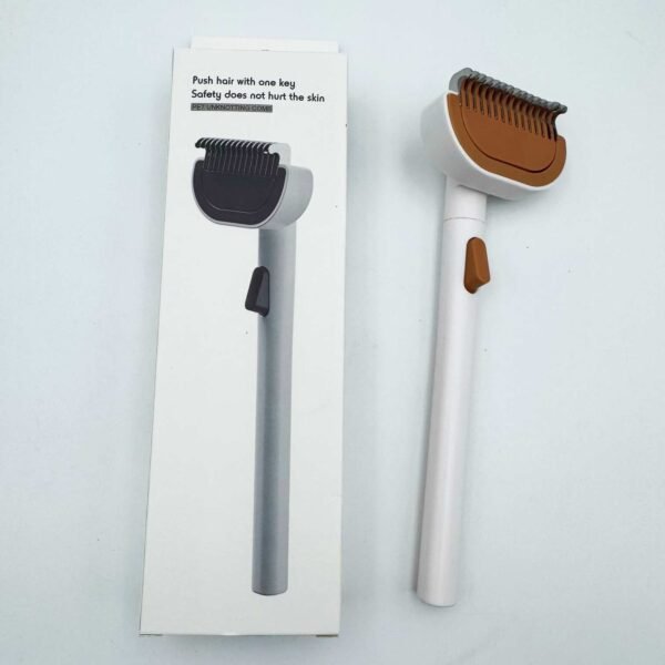 New Design Simple and Elegant Stainless Steel One-button Pet Hair Pushing and Knotting Comb Pet Accessories