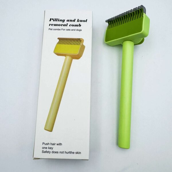 New Design Simple and Elegant Stainless Steel One-button Pet Hair Pushing and Knotting Comb Pet Accessories