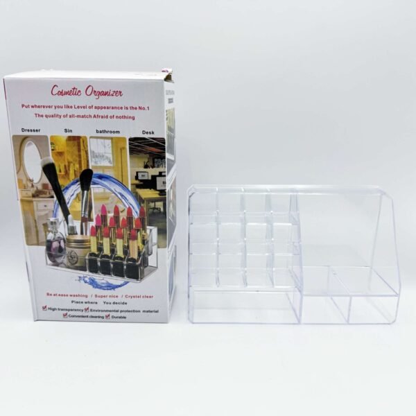 Clear Acrylic Makeup Organizer Multi-Compartment Cosmetic Storage Box for Vanity, Bathroom & Dresser Beauty Organizer with Slots
