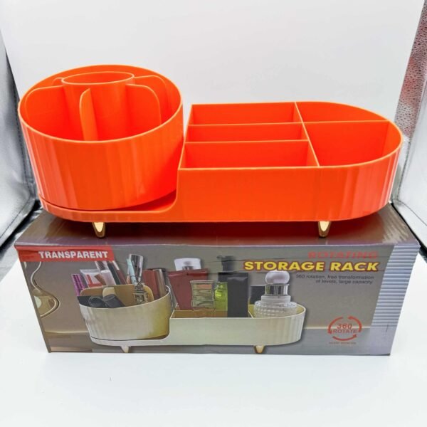 Cosmetic Storage Box Large Capacity Desktop Rotatable Make-up Table Organiser with Plastic Racks for Jewelry Storage