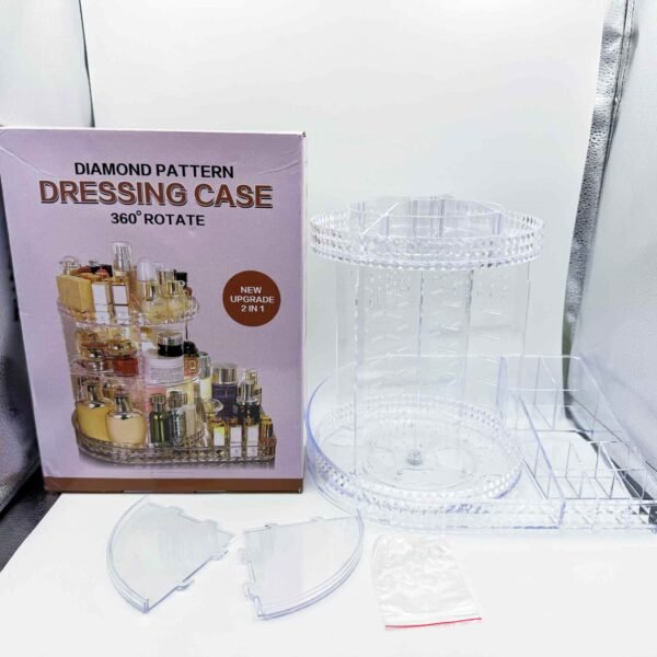 New Two-in-one 360-degree Rotating Makeup Stand with Rotating Makeup and Skin Care Product Storage Rack