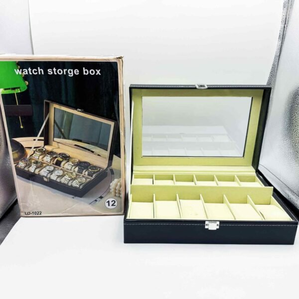 Custom logo 6 12 24 Slots Luxury Pu Leather Gift Packaging Watch Storage Box Black Single Watch case Band Strap Display Box
