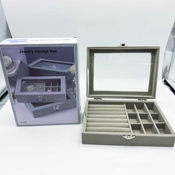 Wholesale Pink Blue Plush Velvet Travel Jewelry Box Organizer with Glass Window for Displaying Jewelry